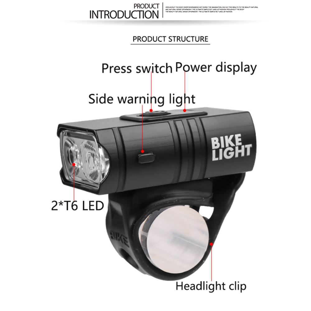 Luz LED T6 para bicicleta de montaña y carretera, linterna frontal, equipo de ciclismo, 10W, 800 lúmenes, recargable vía USB