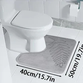 Memory Foam Bathroom Mat Carpet SuperSoft Absorbent BathroomMat Quick Dry Non-SlipWashableBathroom Floor Rug Toilet U-Shaped Mat: Dark Khaki
