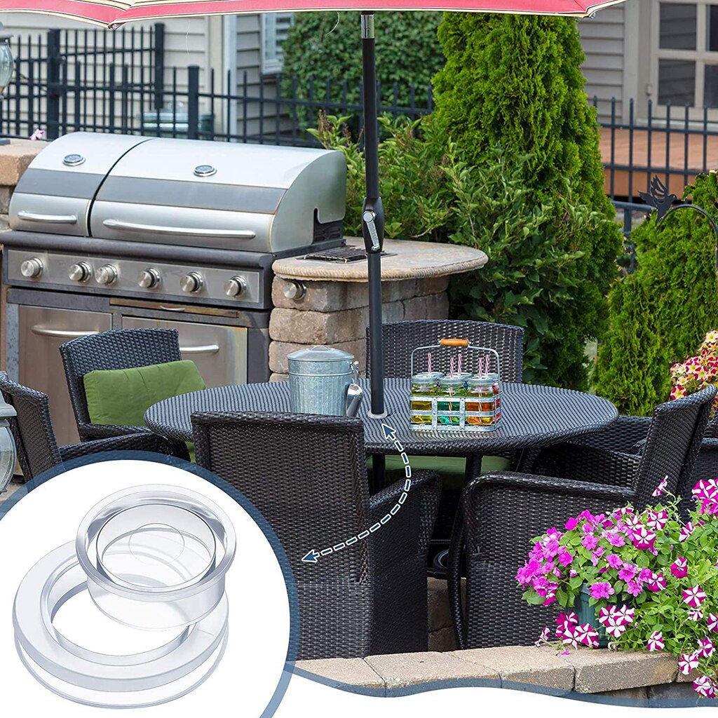 Juego de tapones y tapas de anillo de agujero más grueso para sombrilla, cristal para exterior, Patio, jardín, mesa de cubierta, 2 pulgadas, tamaño estándar transparente