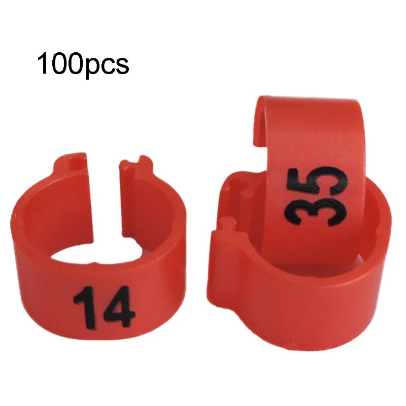 100 Pcs Number Recognition Bird Foot Ring Species Identify Dove Bands Training Rings Pet Bird Label Sign for Pigeon Dove: Red