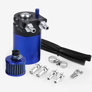 Olievanger-kan, 300 ml aluminium auto-reservoir-tank universele luchtolie afscheider met luchtfilter, slang en andere accessoires (blauw Olievanger-kan, 300 ml aluminium auto-reservoir-tank universele luchtolie afscheider met luchtfilter, slang en andere accessoires (blauw