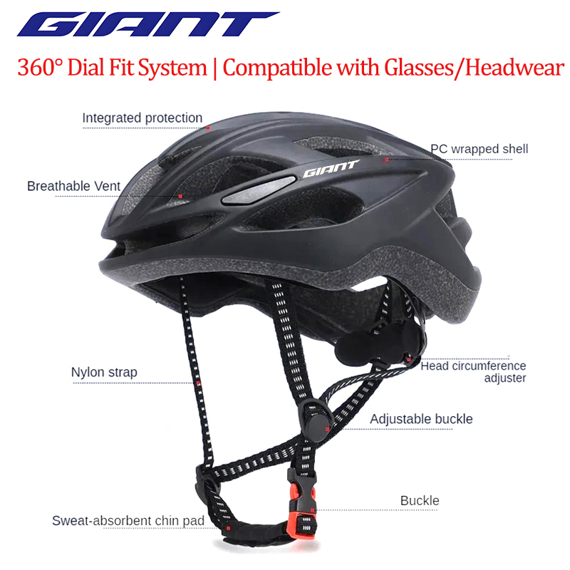 Giant Ultra-Light Cycling Helmet for Adults with 18 Vent Holes, Adjustable Strap & EPS Foam, CPSC/CE Certified for Road Bike MTB