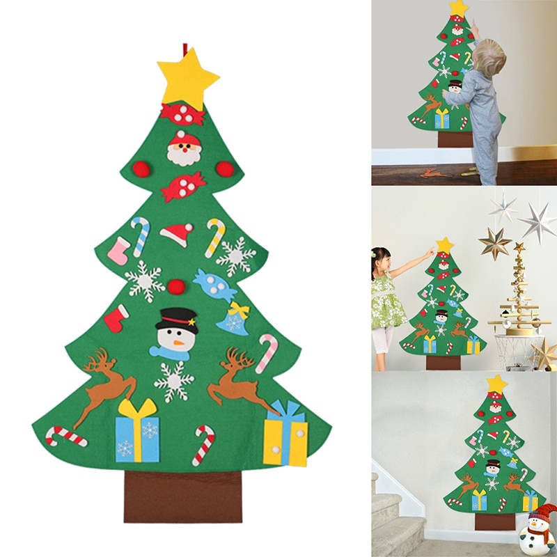 3D Diy Vilt Kerstboom Hangers Muur Opknoping Decoratie Stickers Xmas Ornamenten Kinderen Voor Thuis Kerst Decoratie