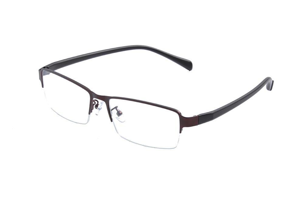 DEDING 60MM Business Oversized Eyewear Frame Super Large Optical Eyeglasses Half Frame Big Head Metal Big Size Glasses DD1455: coffee