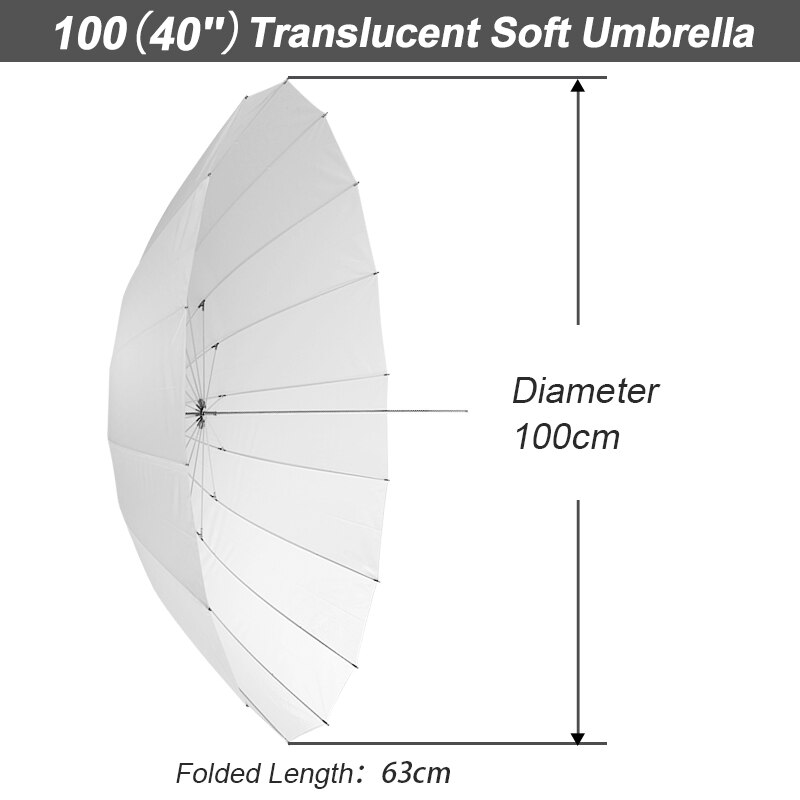 Jinbei 100/150Cm 40 &#39;&#39;/60&#39;&#39; Doorschijnende Zachte Paraplu Witte Diffuser Fotografie Studio Apparatuur Voor Flash strobe Verlichting: 100cm