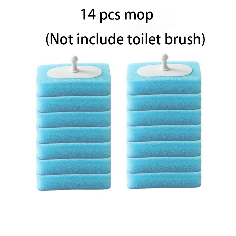 Brosse de toilette jetable à Long manche, tête de brosse remplaçable sans poinçonnage, ensemble d&#39;accessoires de salle de bain ménagers, outils de nettoyage de WC: Brush head 14pcs