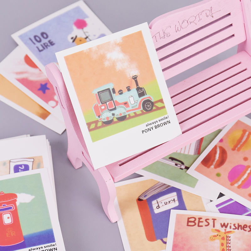 40 Stks/partij Vintage Locomotief Cartoon Dieren Mini Lomo Kaart Wenskaart Postkaart Verjaardag Brief Envelop Card Set
