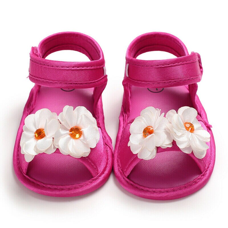 PUDCOCO Novos Infantil Meninas Da Criança Do Bebê Sandálias de Sola Macia Linda Princesa Flor Velcro Casuais Sapatos Tamancos 0-18 M: Vermelho / 13