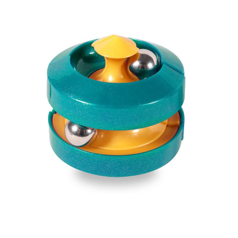 Stress Relief Cube Rotierenden Marmor Track Metall Perle Orbit Fingertip Unendlichkeit Spinner Entlasten Zappeln Flipper Puzzle Spielzeug für Kinder: 3 orbit bright green