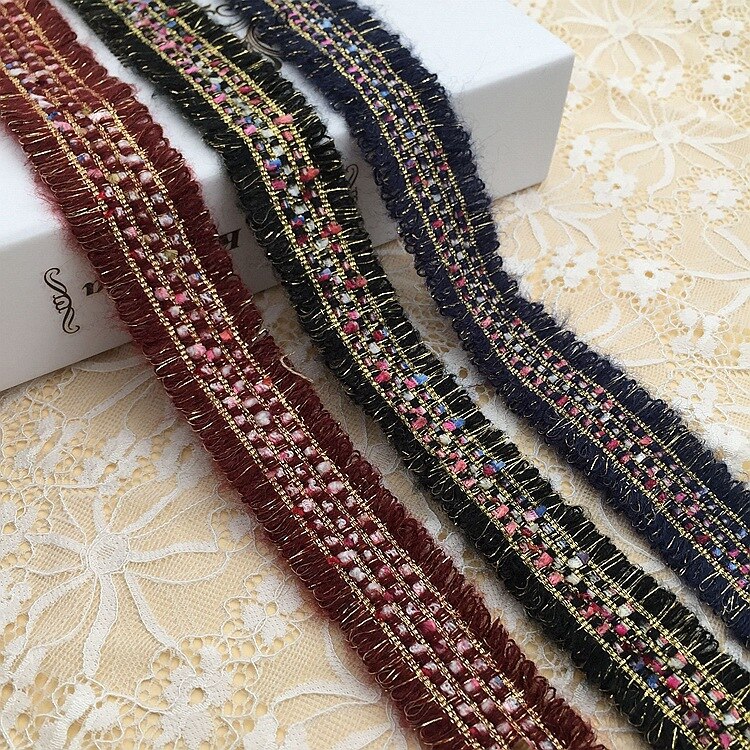 Sangle en Mohair de style effiloché et parfumé, 3CM, 10yards, avec perles de fil métallique, pour jeux, chapeaux, épingles Accessoires de couture