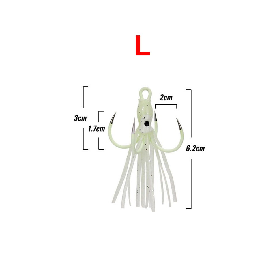 Hoge Carbon Staal Lichtgevende Vissen Jig Head Octopus Vishaken Accessoires Inktvis Vishaken Jig Haak: L