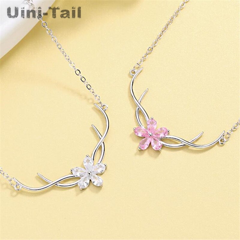 Uini-queue-collier en argent Sterling 925, sautoir en Elk rose, tendance, tempérament, de noël, tendance