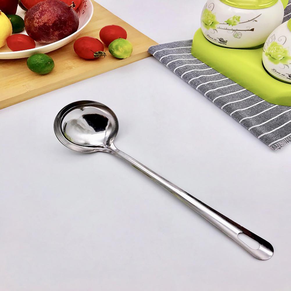 Soup Ladle Colander Spoon High Temperature Resistant Long Handle Stainless Steel Hanging Pot Scoop for Kitchen