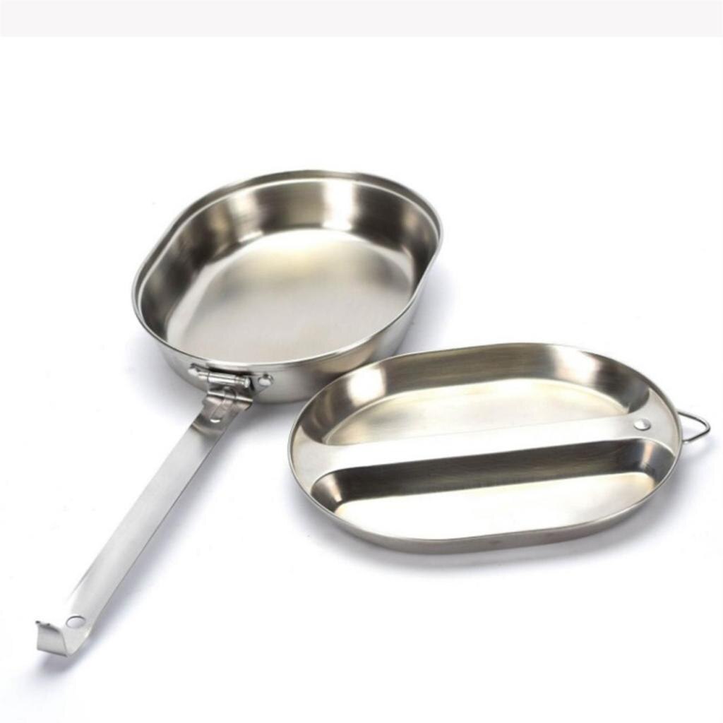 Outdoor Tableware Stainless Steel Frying Pan Mess Kit For Camping