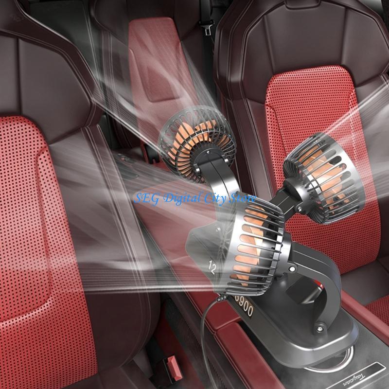 Ventilatore Auto - 360 Gradi Regolabile 3 Teste - Ventilatore Elettrico 5V/12V/24V
