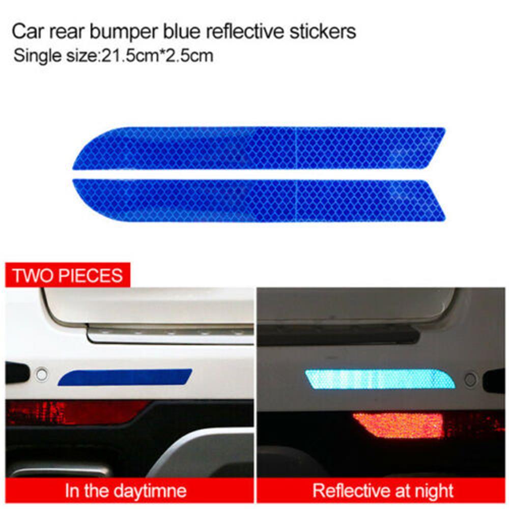 Bande réfléchissante pour voiture, 2 pièces, autocollant d&#39;avertissement de sécurité pour véhicules, accessoires de voiture: blue