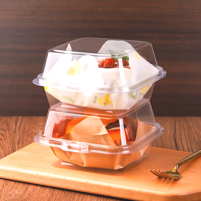 10 stuks robuuste plastic food-grade hamburgerdozen met flip-top deksel - herbruikbare hamburgercontainers geschikt voor restaurants