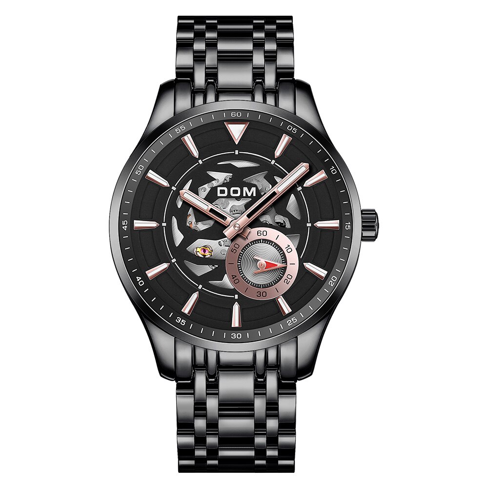 Dom luksus mekanisk armbåndsur herre sportsure relogio masculino rustfrit stål bånd blåt ur han vandtæt m -1308: M -1308bk-1 m 5