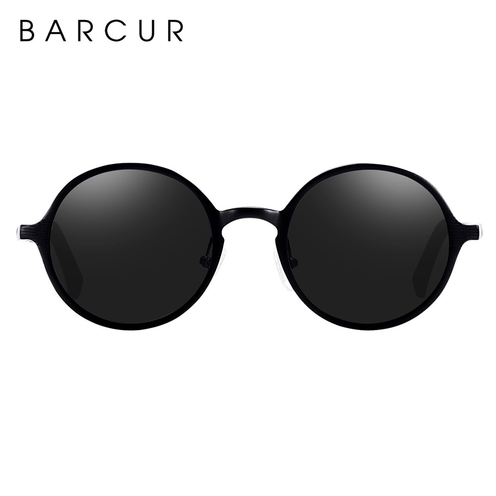BARCUR Black Goggle Male Round Sunglasses Luxury Brand Men Glasses Retro Vintage Women Sun Glasses UV400 Eyewear: black