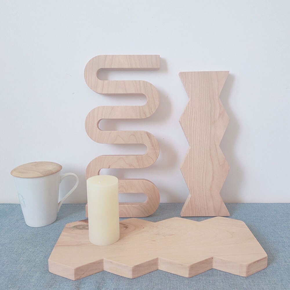 1PC Nordic Geometric Cherry Wood Chopping Board Dinner Board Adornment Prop