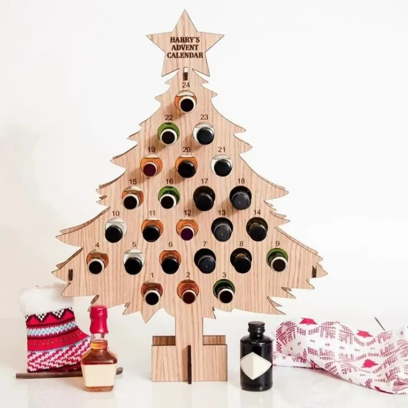 Christmas Tree Wooden Wine Rack Craft Decoration Christmas Wooden Ornaments Party Fun Beer Storage Rack Wine Bottle Holder