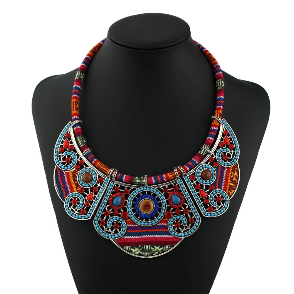 Collier et pendentifs bohème, bleu Marine, collier ras du cou, grand nom, Hippie moderne, ethnique, Boho Mujer