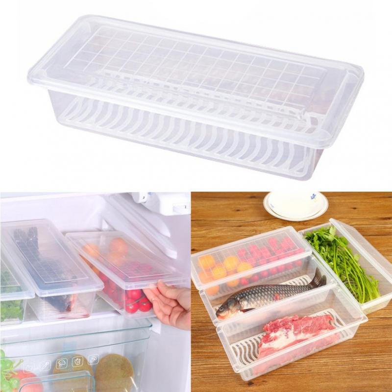 Plastic Storage Storage Box Bins Refrigerator Food Containers Kitchen Fridge Cabinet Freezer Desk Organizer Fresh Vegetable Rack