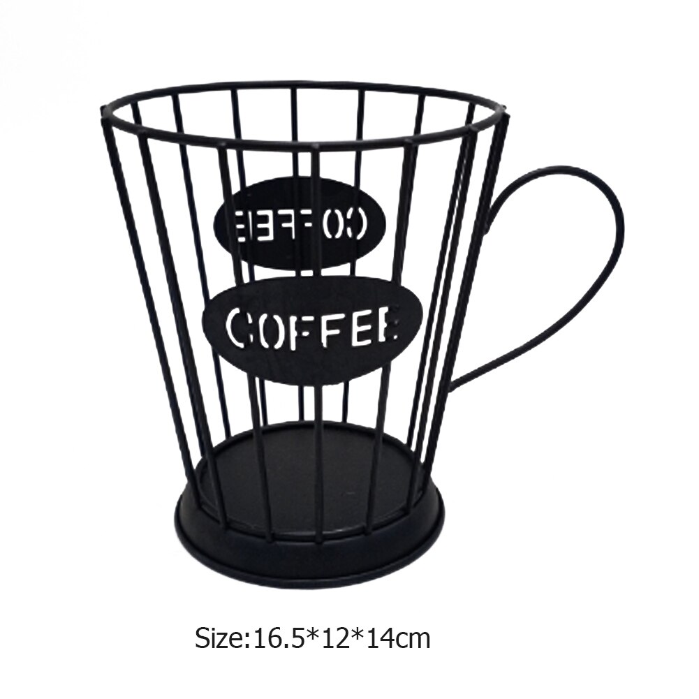 Metal Coffee Capsule Basket Multifunction Hollow Iron Stand Holder Coffee Pods Storage Shelves Rack Home Cafe Hotel Coffeeware: C Black