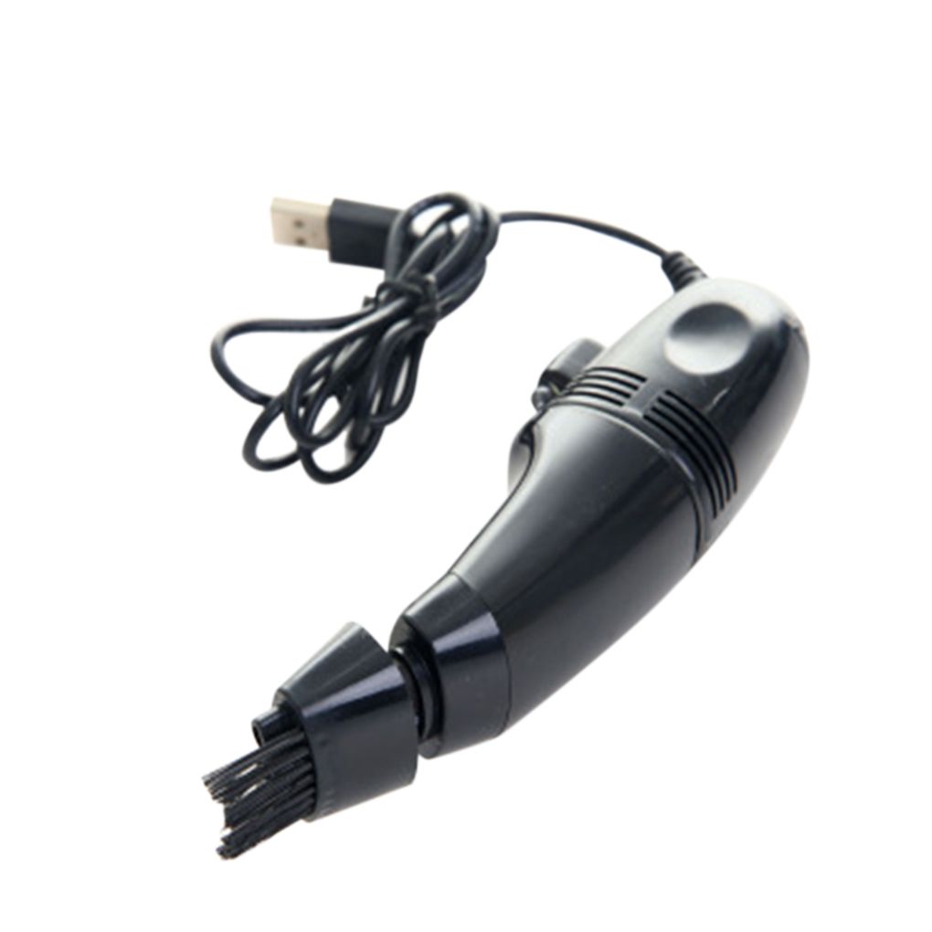 1 pcmini dammsugare usb tangentbord rengörare pc bärbar borst damm rengöringsverktyg flera borsthuvud 4 färger: Svart