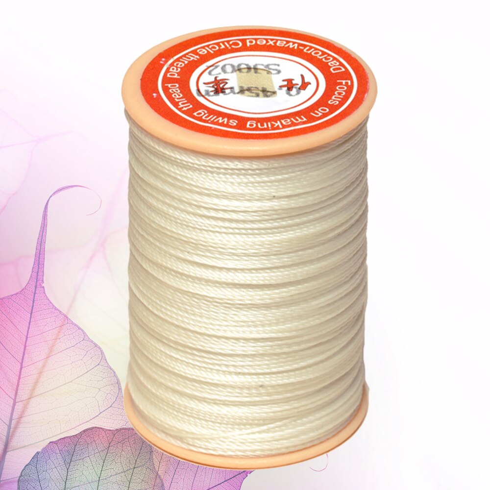 1PC 0.45mm Round Waxed Thread Leather Sewing Thread Hand Stitching Thread for Craft DIY (White): White rice - 002