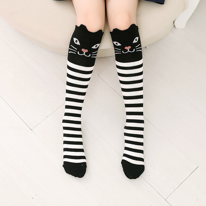 Chaussettes hautes en coton pour bébé filles chaussettes longues dessin animé mignon enfants chaussettes enfant en bas âge chaussettes de danse jambières pour les filles de 3-12 ans chausette bebe fille chaussette garc: 02-08