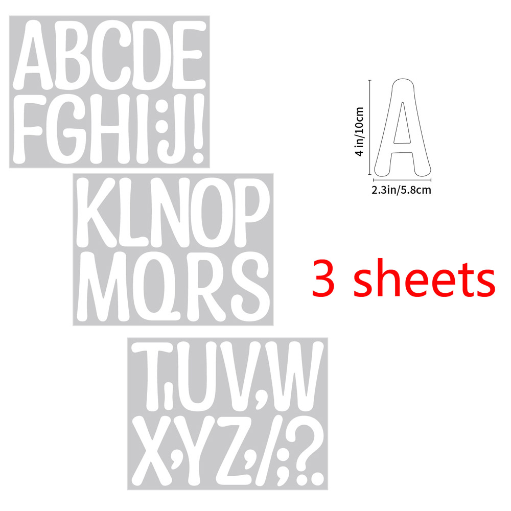 4-inch grote letter sticker 3 vellen nummer alfabet vinyl art poster prikbord brievenbus klaslokaal decor sticker: Goud