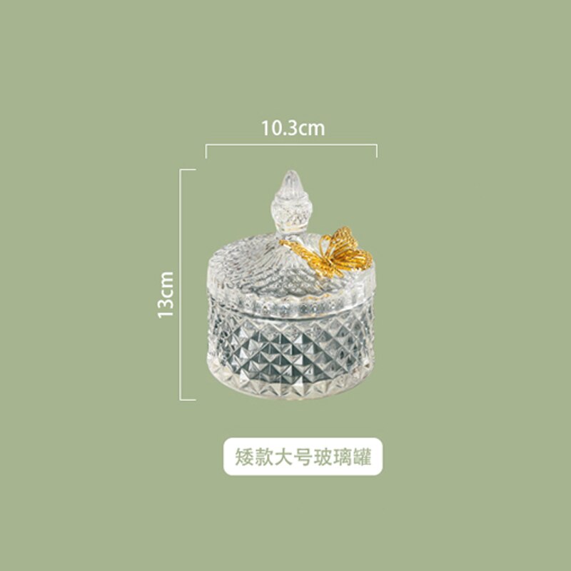 Lekkie luksusowe szklane cukierki słoik z pokrywką śliczne kreatywne wykwintne słoiki robić przechowywania ozdobny pojemnik dekoracja pudełka domowe cukierki słoik: 1szt - 10.5x13