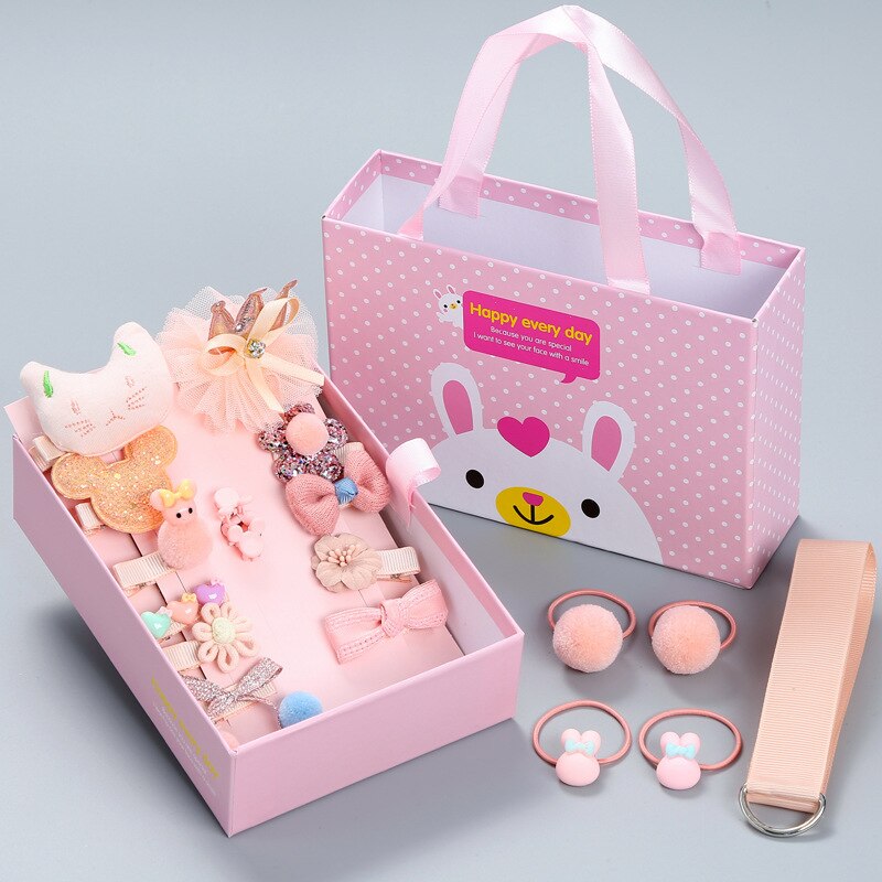 Accesorios coreanos para el cabello para bebé, tocado de princesa, horquilla para niña, juego de 18 piezas, horquilla para niña, conjunto con caja de