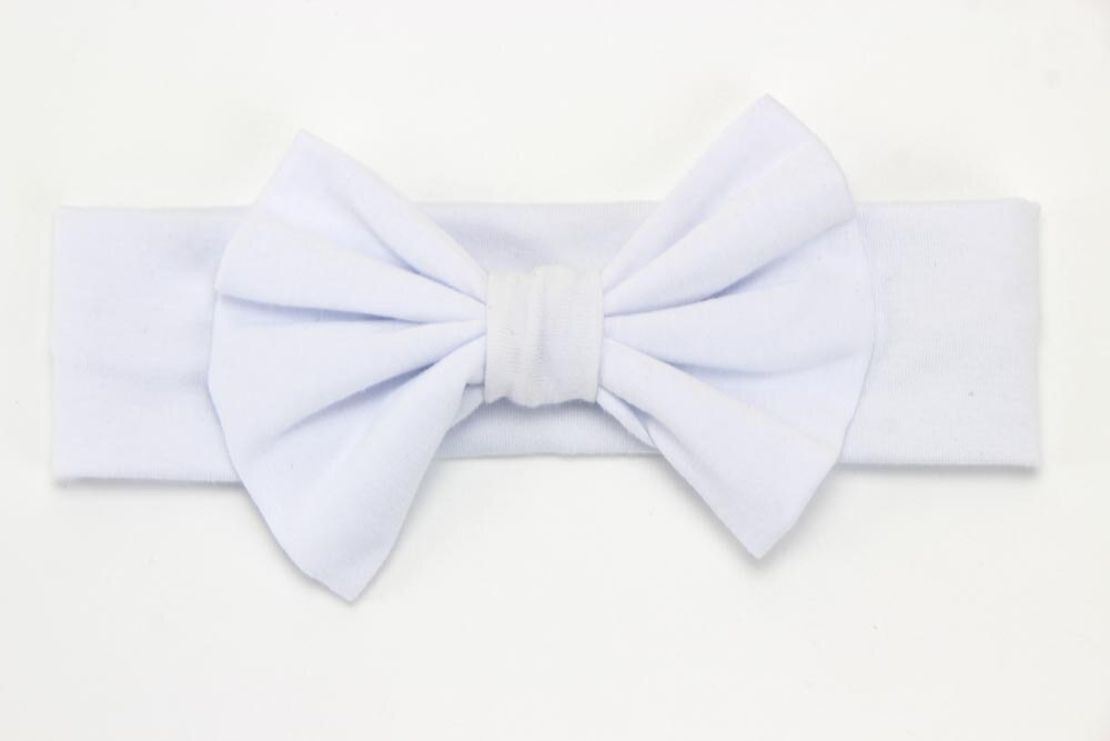 Diadema de lazo para bebé recién nacido, bandanas de algodón tejidas para niña, turbante elástico para niña, diademas para bebé: White