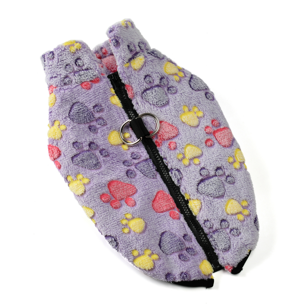 Fleece hondenkleding Winter warm puppyjack voor kleine honden Katten Truijas met ritssluiting D-ring Leuke print Chihuahua huisdieroutfits