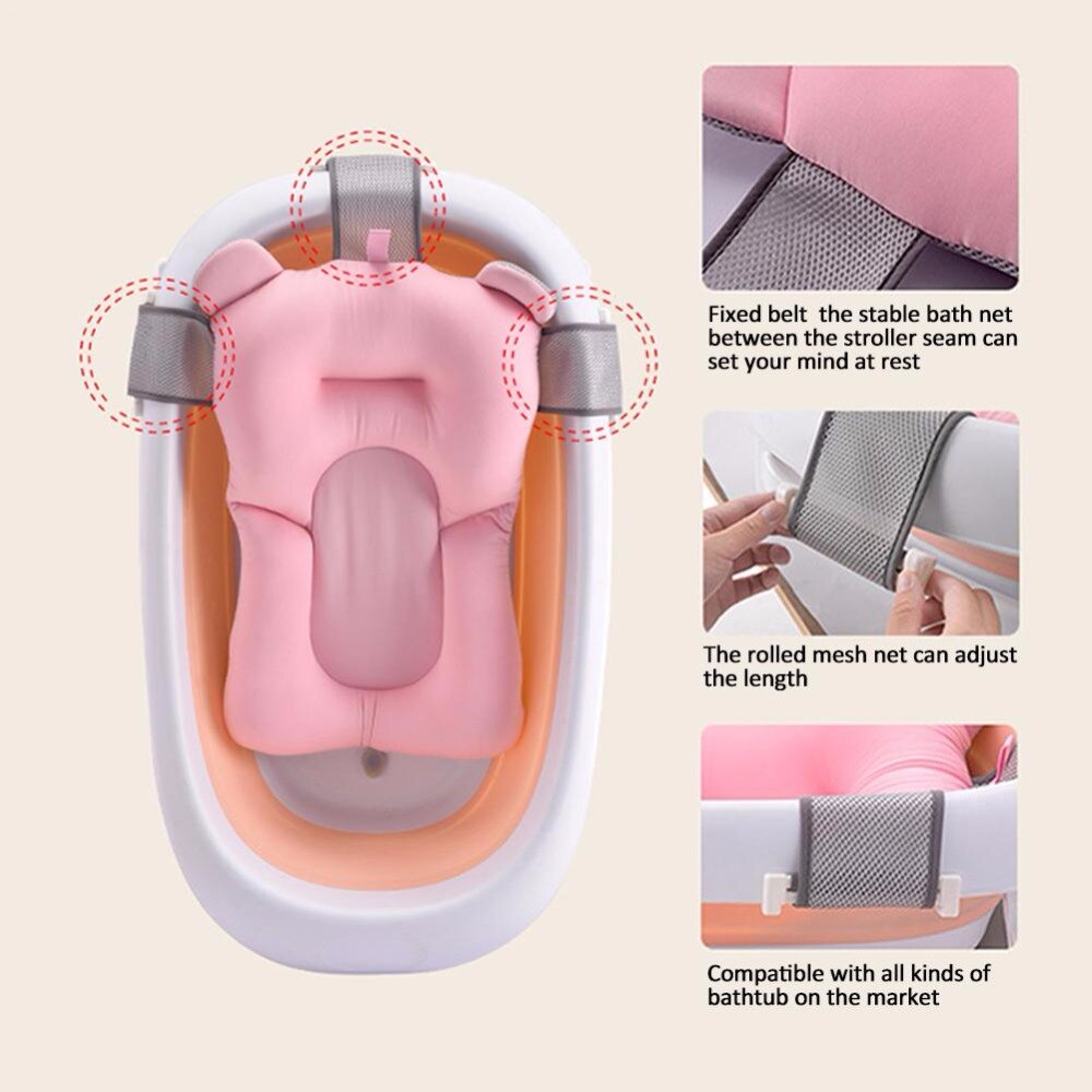 Bath Assist Comfortable Baby Non-Slip Bathtub Cushion Cute Cartoon Portable Infant Shower Back Support Hands Free Baby Tubs