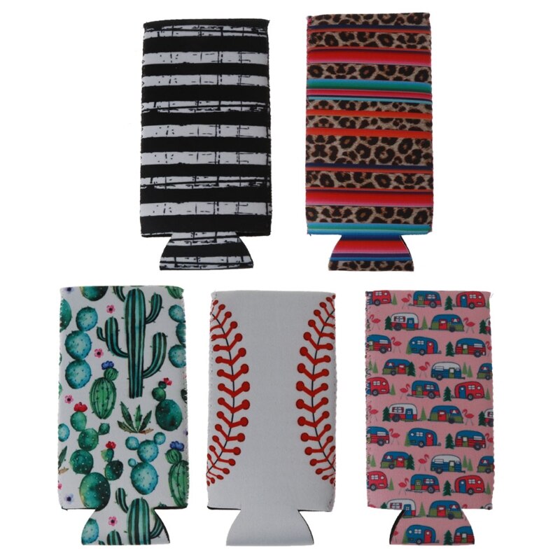 5Pcs Cactus Regenboog Strepen Slim Kan Koeler Neopreen Bier Koeler Houders Kit Perfect Voor 12Oz Slanke Blikjes Koeling cover: Default Title