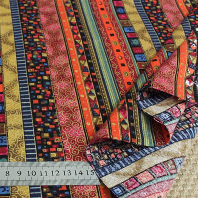 Baumwolle/leinen textil ethnische stoff Mischungen Volk-stil vergoldeten für DIY handwerk vorhang tischdecke kissen näHenne handarbeit dekoration