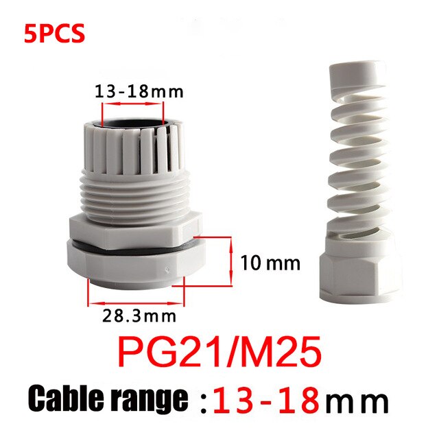 5 pièces IP68 étanche anti-flexion longue câble joint manchon connecteur plastique vis contrainte protecteur M12 PG7 / PG9 / PG11 3-6mm: PG21