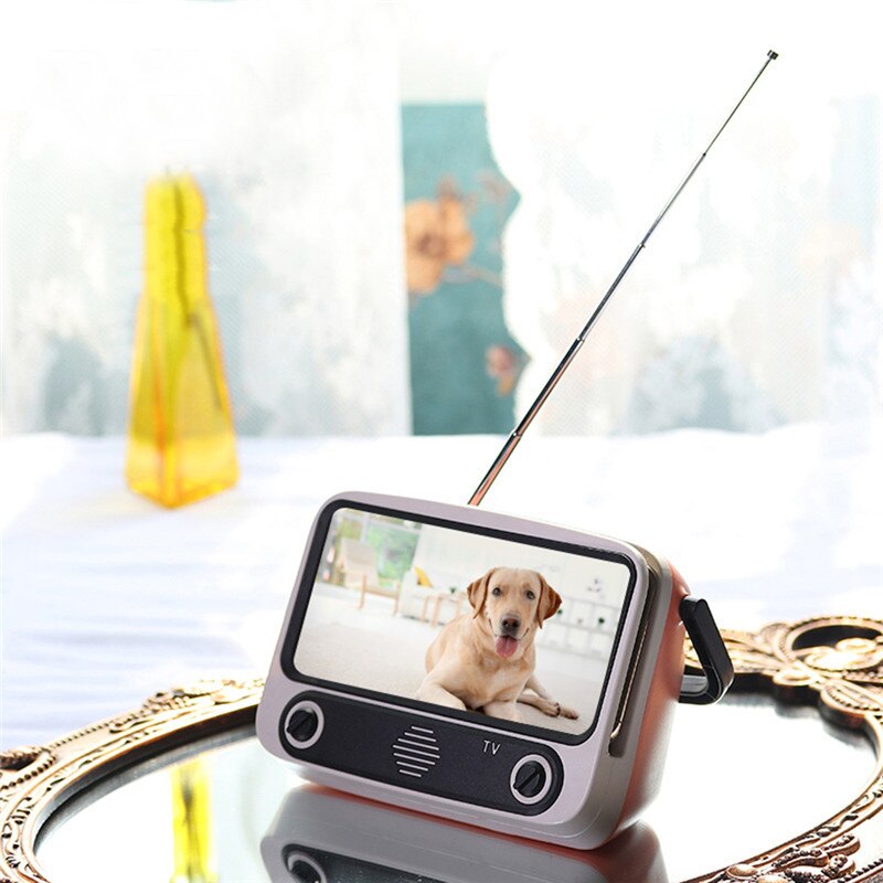 Bærbar høyttaler retro bluetooth høyttaler / bærbar tv telefonholder mobil tv trådløs høyttaler