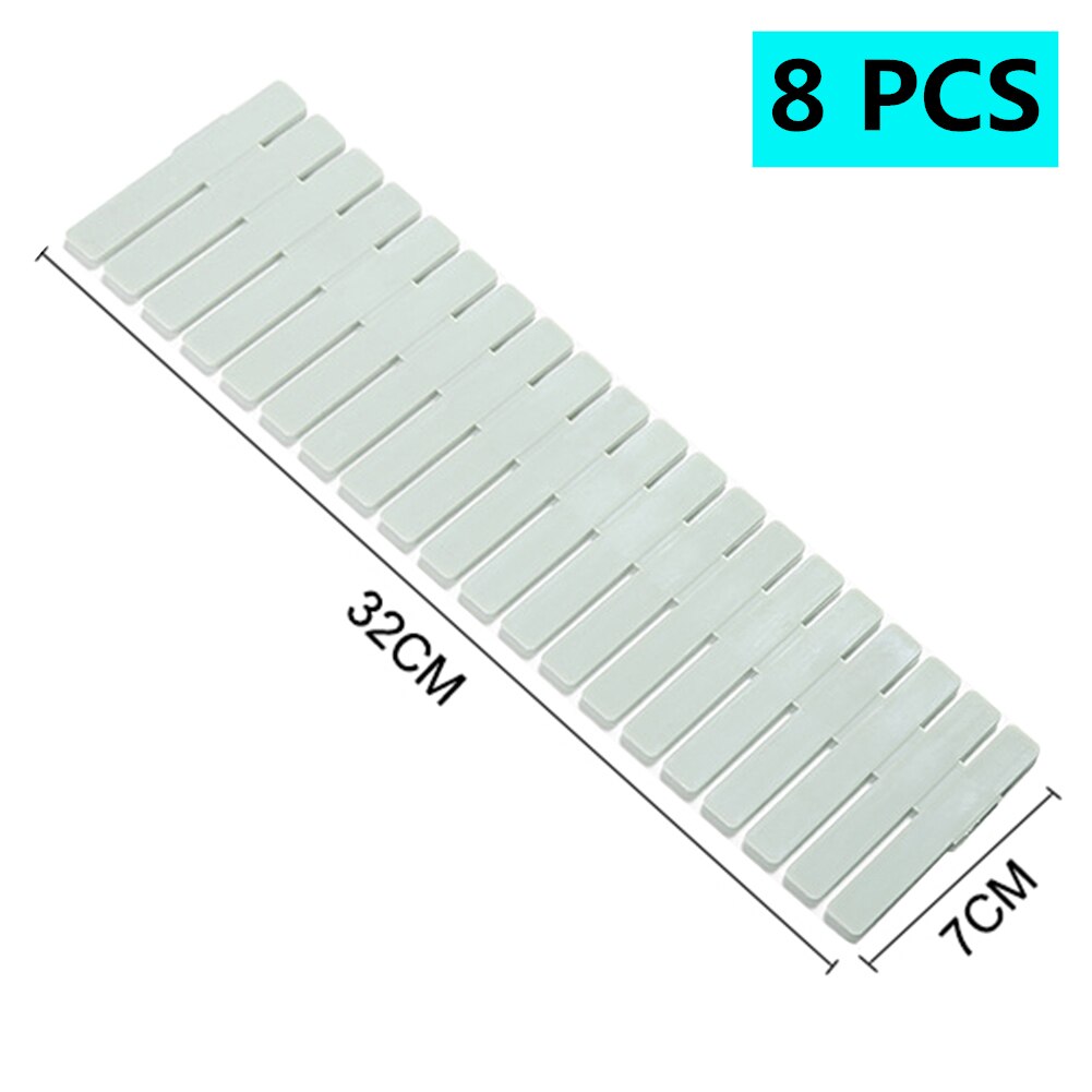 Regulowana plastikowa przegroda szuflady DIY regały magazynowe gospodarstwo domowe dowolna kombinacja ścianka działowa oszczędność miejsca narzędzia podziału: 8szt-zielony