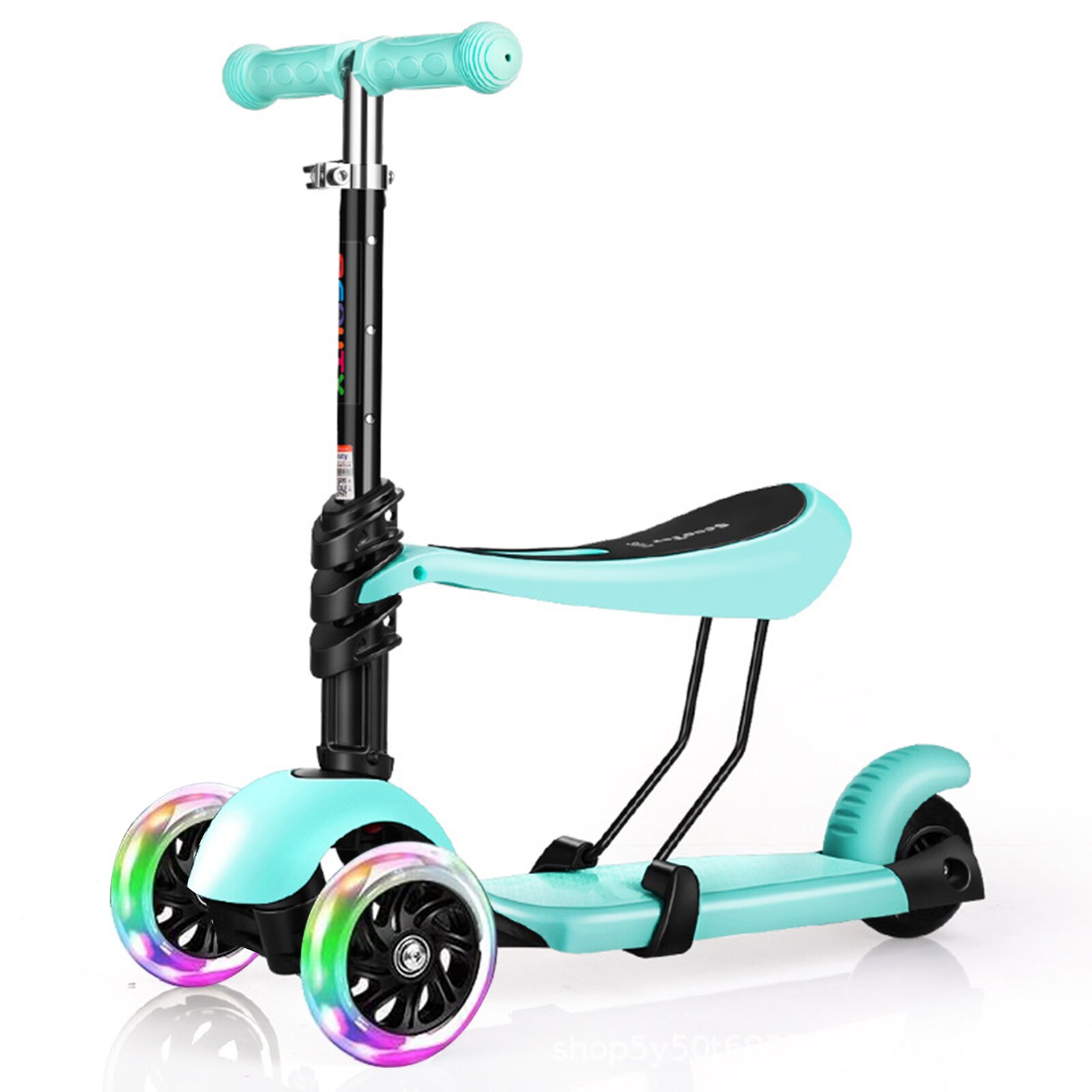 Three Wheeled Scooter 3 in 1 Kick Scooter Sport Scooter With Adjustable Height Options Seat Handlebar for Kids Toddler Age 2-6