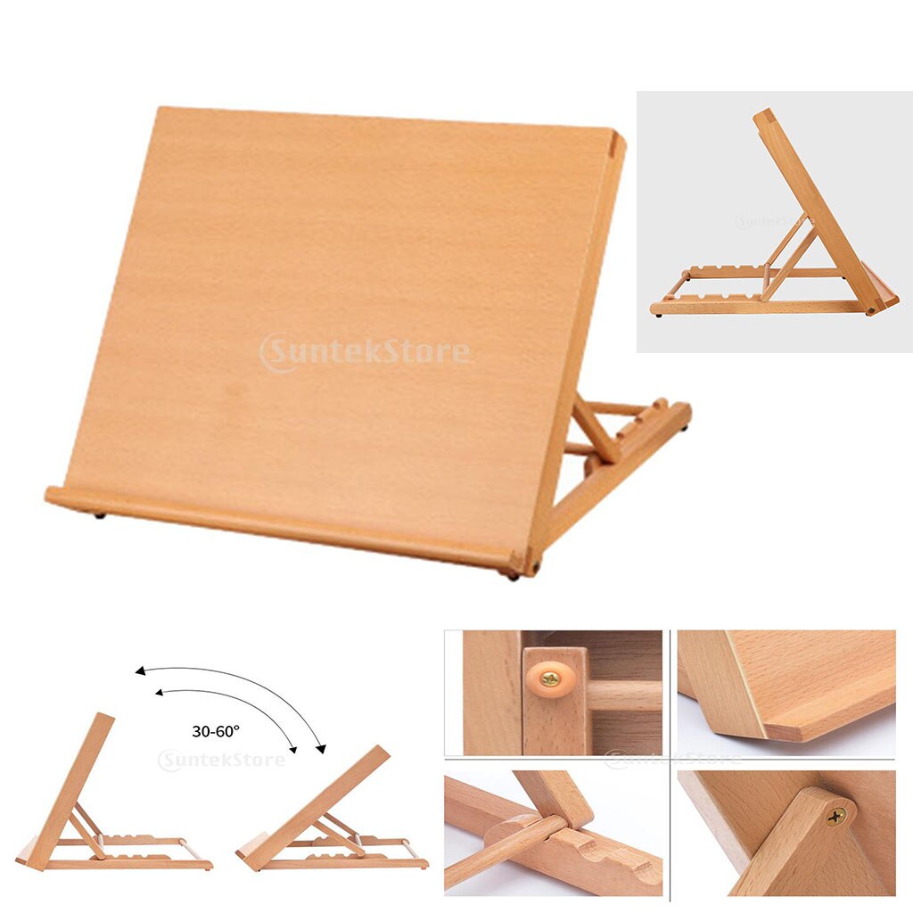 Wooden Desktop Easel, Drawing Board Table Easel Craft Workstation Adjustable for