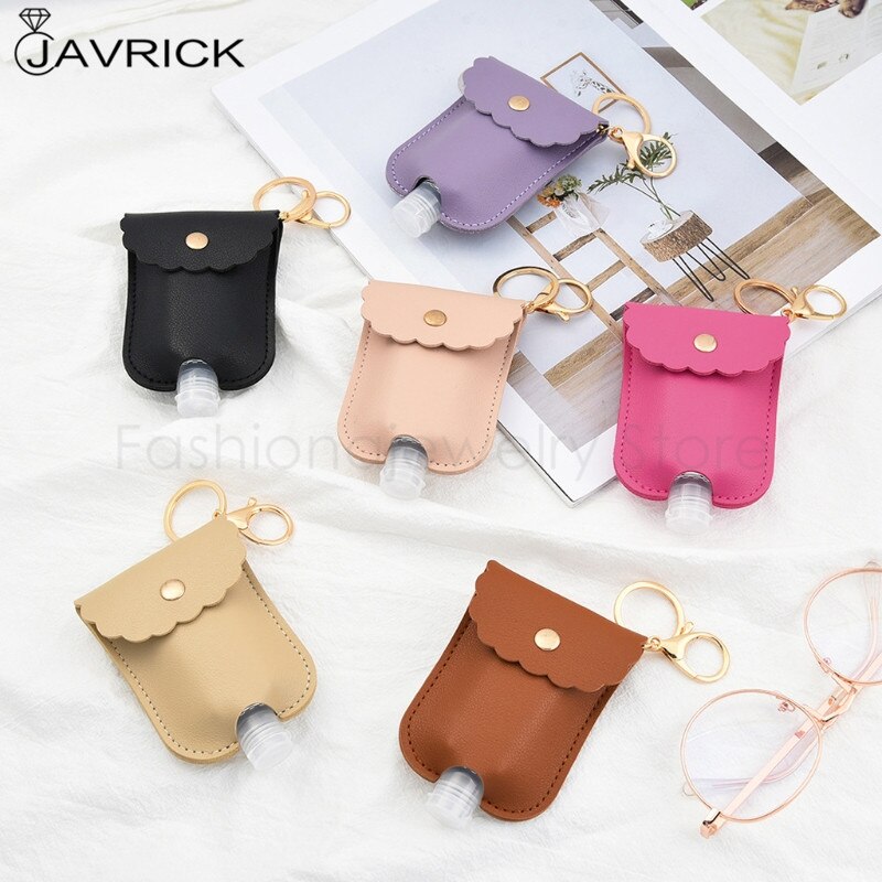 60ml Tragbare Squeeze Flasche Leere Dicht Kunststoff Reise Flasche für Hand Sanitizer mit Leder Keychain Halter Clips