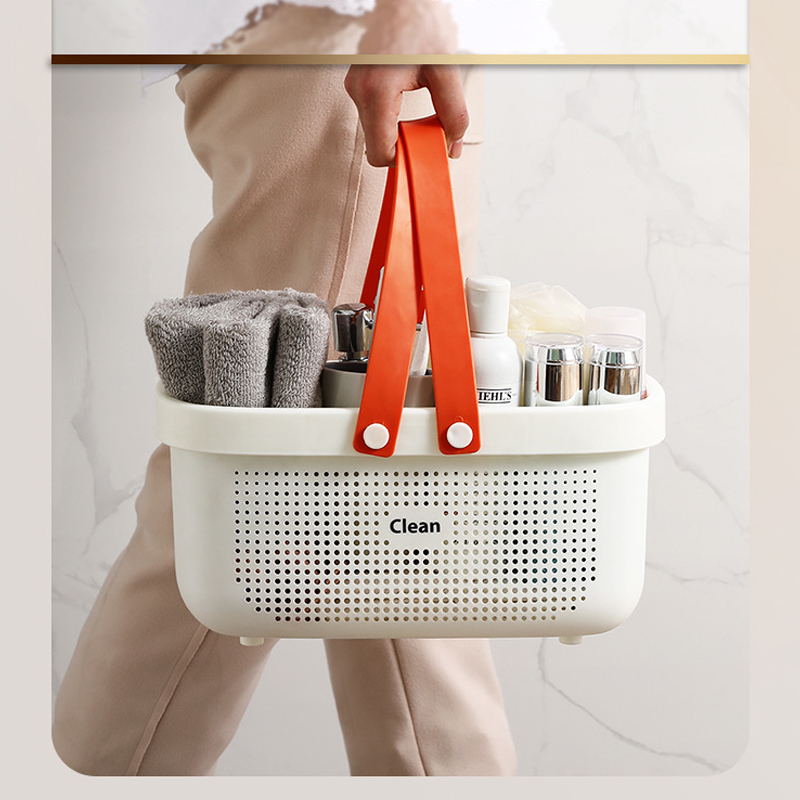 Bath Drain Basket Portable Storage Basket Bath Basket Rattan Plastic Bathroom Storage Box Snack Cosmetic Wash Storage Box