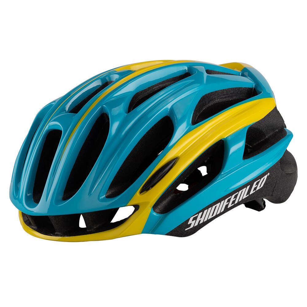 Casco ligero para ciclismo de montaña para adulto, equipo de protección para deportes al aire libre,: yellow and blue