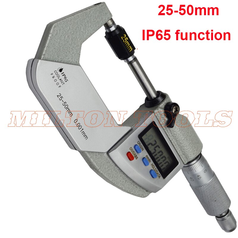 25-50mm 0.001mm IP65 water proof digital micrometer digital caliper electronic thickness gauge width measruing tools: IP65 function