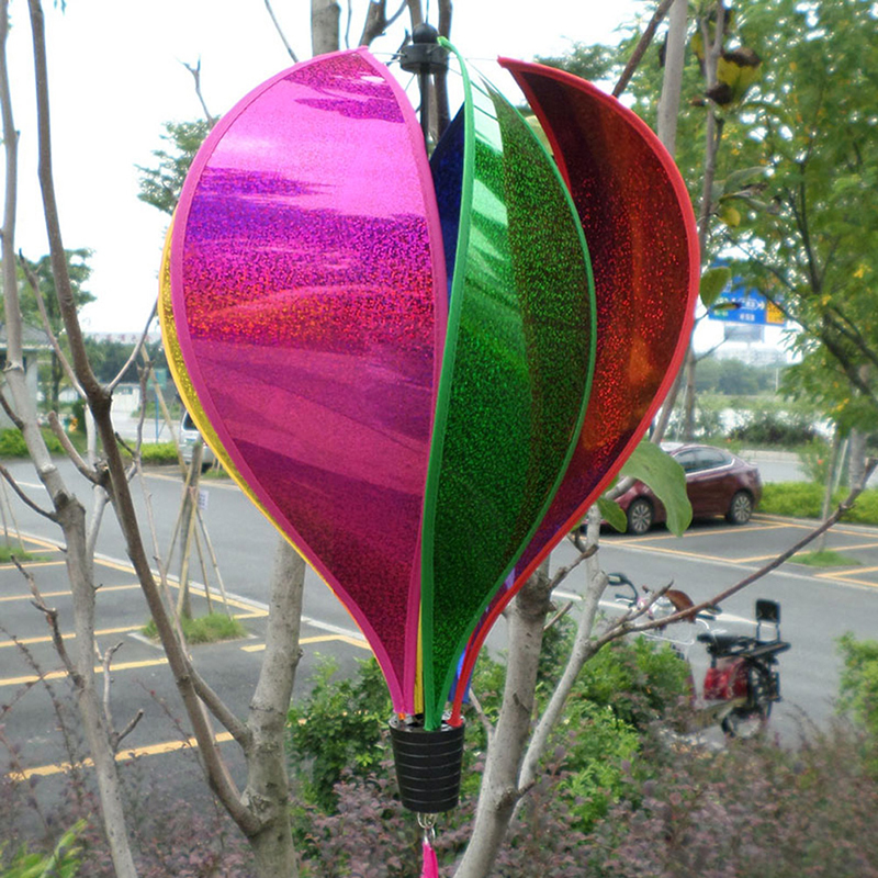 Rainbow Air Balloon Sequins Windsock Striped Wind Spinner Outdoor Decor