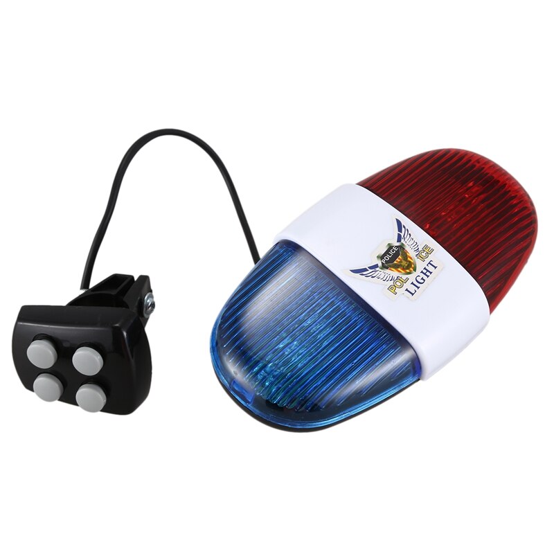 Bicycle Cycling 4 Tones 6 LED Electronic LED Warning Lights Siren Horn